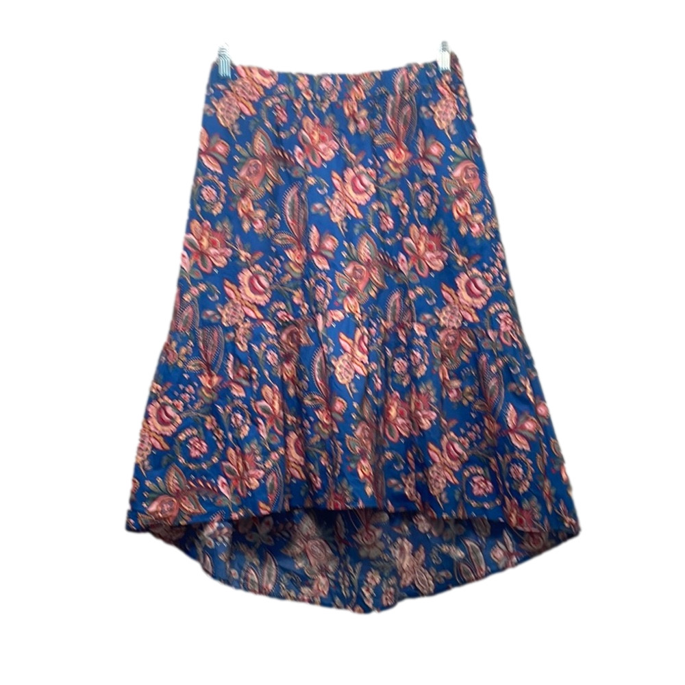 J CREW SIZE 6 Blue and Pink High-Low A-Line Midi Skirt
